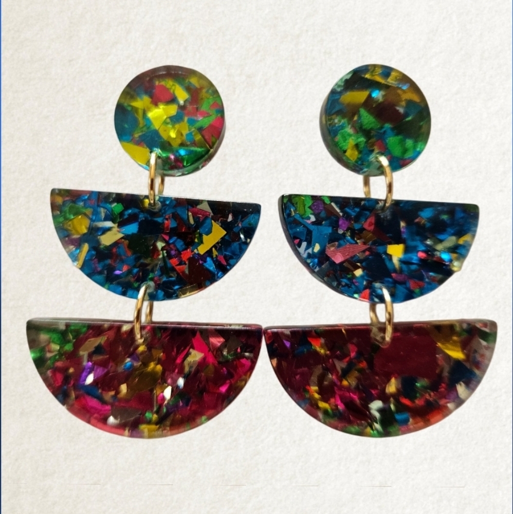 NWT/ Spiffy & Spkendid Vibrant Geometric Statement Earrings